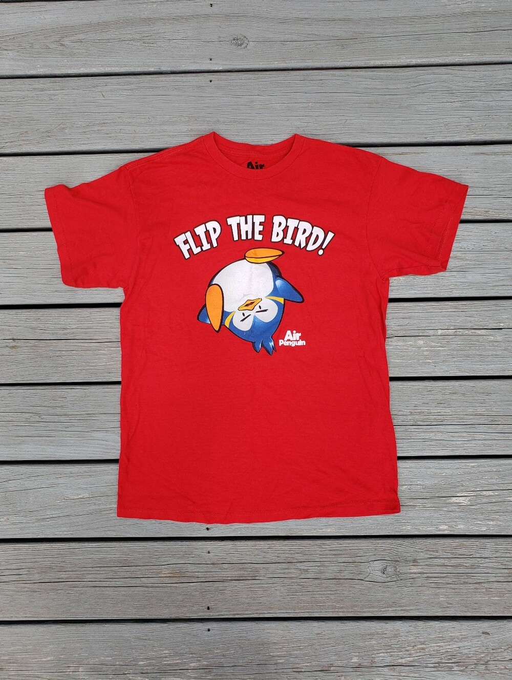 Flip The Bird Y2k Red Graphic T-Shirt Size Large